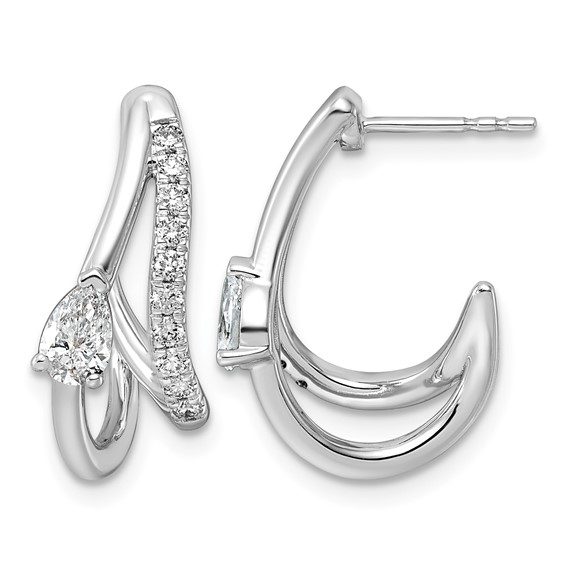 14kw 3/4ct Lab Grown Dia VS+ F+ Post Fashion J-Hoop Comp Earrings