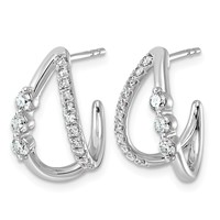 14K White Gold 0.62ct Lab Grown Dia VS+ F+ Post Fashion J-Hoop Comp Earrings view 2