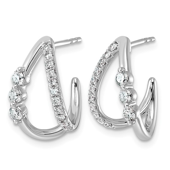 14kw 5/8ct Lab Grown Dia VS+ F+ Post Fashion J-Hoop Comp Earrings