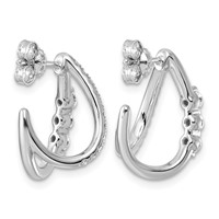 14K White Gold 0.62ct Lab Grown Dia VS+ F+ Post Fashion J-Hoop Comp Earrings view 3