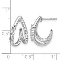 14K White Gold 0.62ct Lab Grown Dia VS+ F+ Post Fashion J-Hoop Comp Earrings view 4