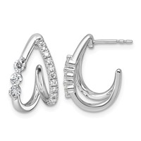 14K White Gold 0.62ct Lab Grown Dia VS+ F+ Post Fashion J-Hoop Comp Earrings view 1