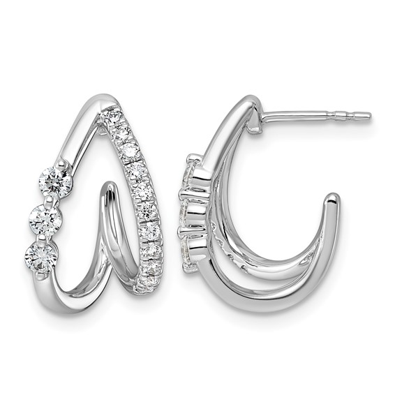 14kw 5/8ct Lab Grown Dia VS+ F+ Post Fashion J-Hoop Comp Earrings