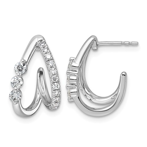 14K White Gold 0.62ct Lab Grown Dia VS+ F+ Post Fashion J-Hoop Comp Earrings