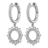 14K White Gold 1.50ct Lab Grown Dia VS+ F+ Dangle Complete Hoop Earrings view 2