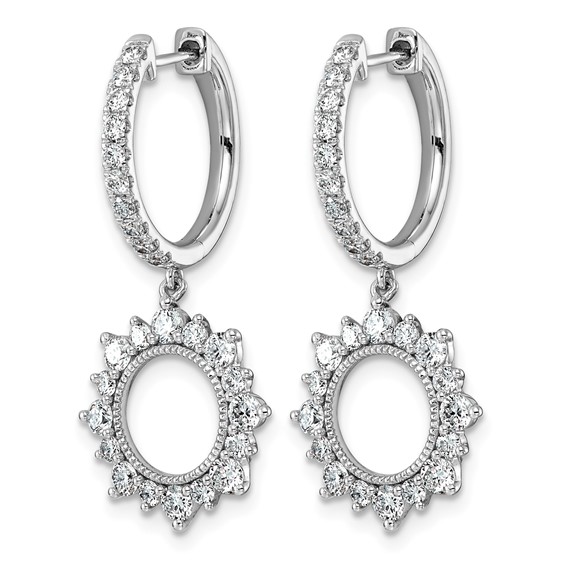 14kw 1 1/2ct Lab Grown Dia VS+ F+ Dangle Complete Hoop Earrings