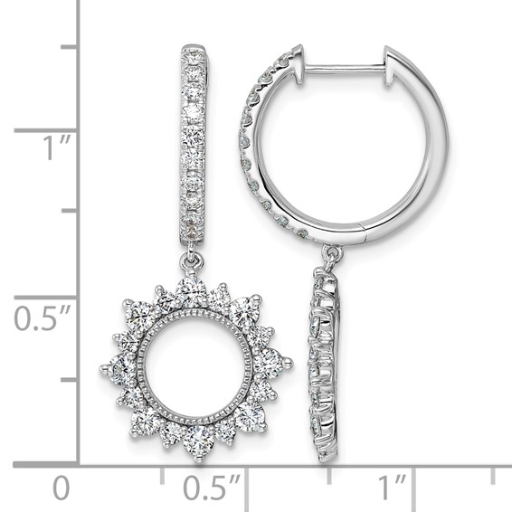 14kw 1 1/2ct Lab Grown Dia VS+ F+ Dangle Complete Hoop Earrings