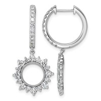 14K White Gold 1.50ct Lab Grown Dia VS+ F+ Dangle Complete Hoop Earrings view 1