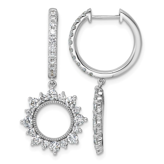 14kw 1 1/2ct Lab Grown Dia VS+ F+ Dangle Complete Hoop Earrings