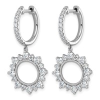 14K White Gold 2ct Lab Grown Dia VS+ F+ Dangle Complete Hoop Earrings view 2