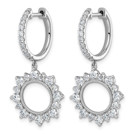 14kw 2ct Lab Grown Dia VS+ F+ Dangle Complete Hoop Earrings