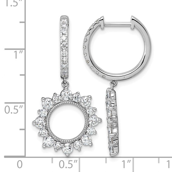 14kw 2ct Lab Grown Dia VS+ F+ Dangle Complete Hoop Earrings