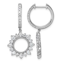 14K White Gold 2ct Lab Grown Dia VS+ F+ Dangle Complete Hoop Earrings view 1