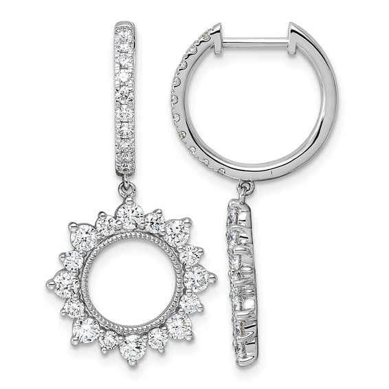 14kw 2ct Lab Grown Dia VS+ F+ Dangle Complete Hoop Earrings