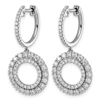 14K White Gold 1.50ct Lab Grown Dia VS+ F+ Dangle Complete Hoop Earrings view 2