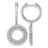 14K White Gold 1.50ct Lab Grown Dia VS+ F+ Dangle Complete Hoop Earrings view 1