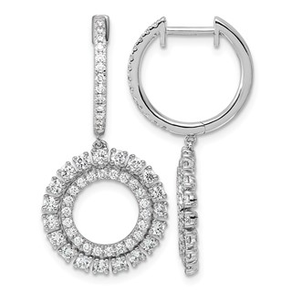 14kw 1 1/2ct Lab Grown Dia VS+ F+ Dangle Complete Hoop Earrings