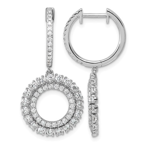 14K White Gold 1.50ct Lab Grown Dia VS+ F+ Dangle Complete Hoop Earrings