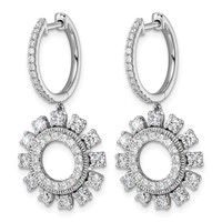 14K White Gold 2ct Lab Grown Dia VS+ F+ Dangle Complete Hoop Earrings view 2