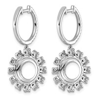 14K White Gold 2ct Lab Grown Dia VS+ F+ Dangle Complete Hoop Earrings view 3