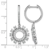 14K White Gold 2ct Lab Grown Dia VS+ F+ Dangle Complete Hoop Earrings view 4