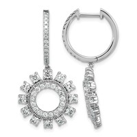 14K White Gold 2ct Lab Grown Dia VS+ F+ Dangle Complete Hoop Earrings view 1