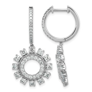 14kw 2ct Lab Grown Dia VS+ F+ Dangle Complete Hoop Earrings