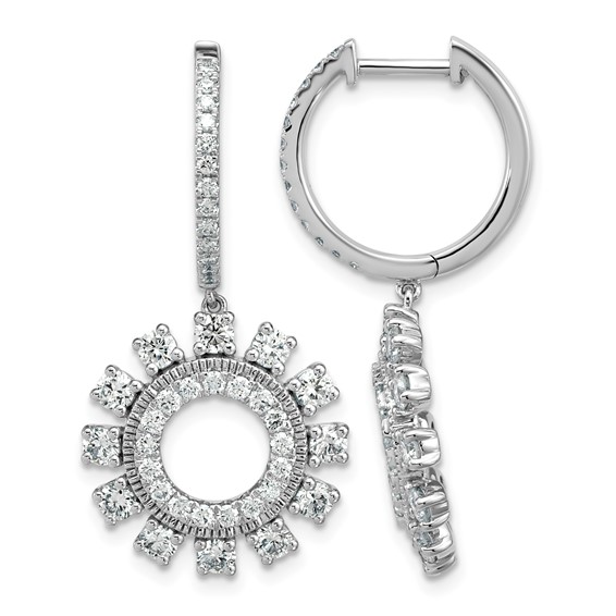 14kw 2ct Lab Grown Dia VS+ F+ Dangle Complete Hoop Earrings