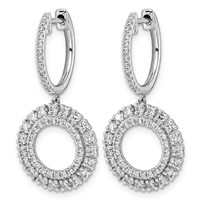 14K White Gold 1.50ct Lab Grown Dia VS+ F+ Dangle Complete Hoop Earrings view 2