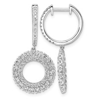 14K White Gold 1.50ct Lab Grown Dia VS+ F+ Dangle Complete Hoop Earrings view 1