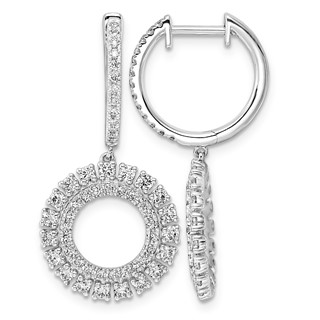14kw 1 1/2ct Lab Grown Dia VS+ F+ Dangle Complete Hoop Earrings