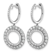 14K White Gold 2ct Lab Grown Dia VS+ F+ Dangle Complete Hoop Earrings view 2