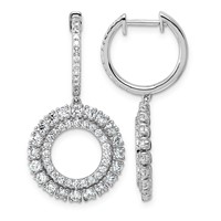 14K White Gold 2ct Lab Grown Dia VS+ F+ Dangle Complete Hoop Earrings view 1