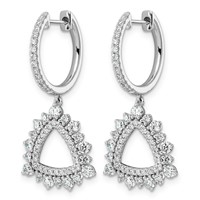 14K White Gold 1.50ct Lab Grown Dia VS+ F+ Dangle Complete Hoop Earrings view 2