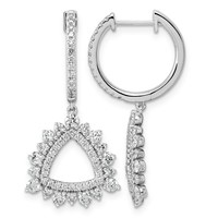 14K White Gold 1.50ct Lab Grown Dia VS+ F+ Dangle Complete Hoop Earrings view 1