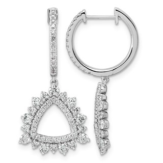 14kw 1 1/2ct Lab Grown Dia VS+ F+ Dangle Complete Hoop Earrings