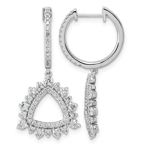 14K White Gold 1.50ct Lab Grown Dia VS+ F+ Dangle Complete Hoop Earrings