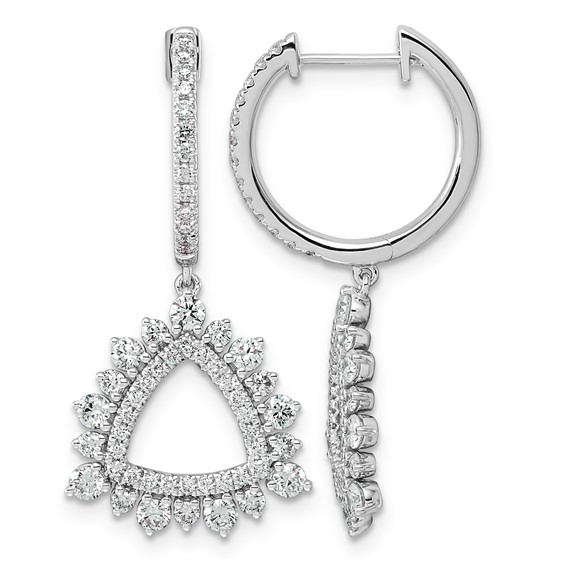 14kw 1 1/2ct Lab Grown Dia VS+ F+ Dangle Complete Hoop Earrings