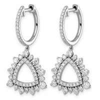 14K White Gold 1.88ct Lab Grown Dia VS+ F+ Dangle Complete Hoop Earrings view 2
