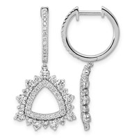 14K White Gold 1.88ct Lab Grown Dia VS+ F+ Dangle Complete Hoop Earrings view 1