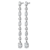 14K White Gold 2.38ct LabGrown Dia VS+ F+ Post Oval Round Comp Drop Earrings view 2