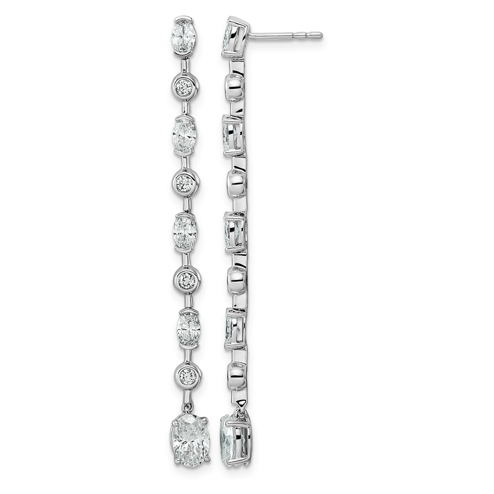 14K White Gold 2.38ct LabGrown Dia VS+ F+ Post Oval Round Comp Drop Earrings