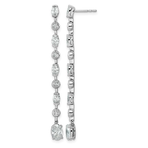 14K White Gold 2.38ct LabGrown Dia VS+ F+ Post Oval Round Comp Drop Earrings