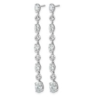 14K White Gold 3.38ct Lab Grown Dia VS+ F+ Post Oval Round Comp Drop Earrings view 2