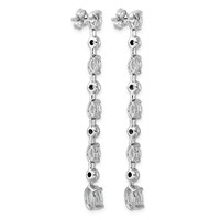 14K White Gold 3.38ct Lab Grown Dia VS+ F+ Post Oval Round Comp Drop Earrings view 3