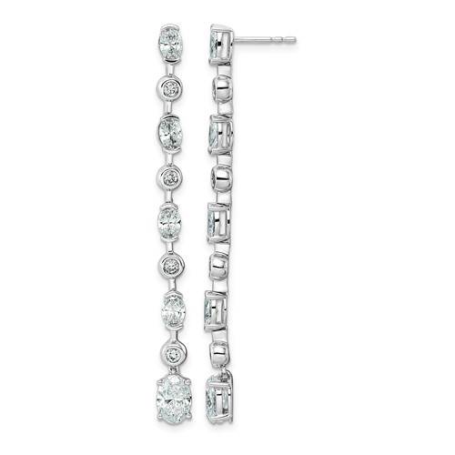 14K White Gold 3.38ct Lab Grown Dia VS+ F+ Post Oval Round Comp Drop Earrings