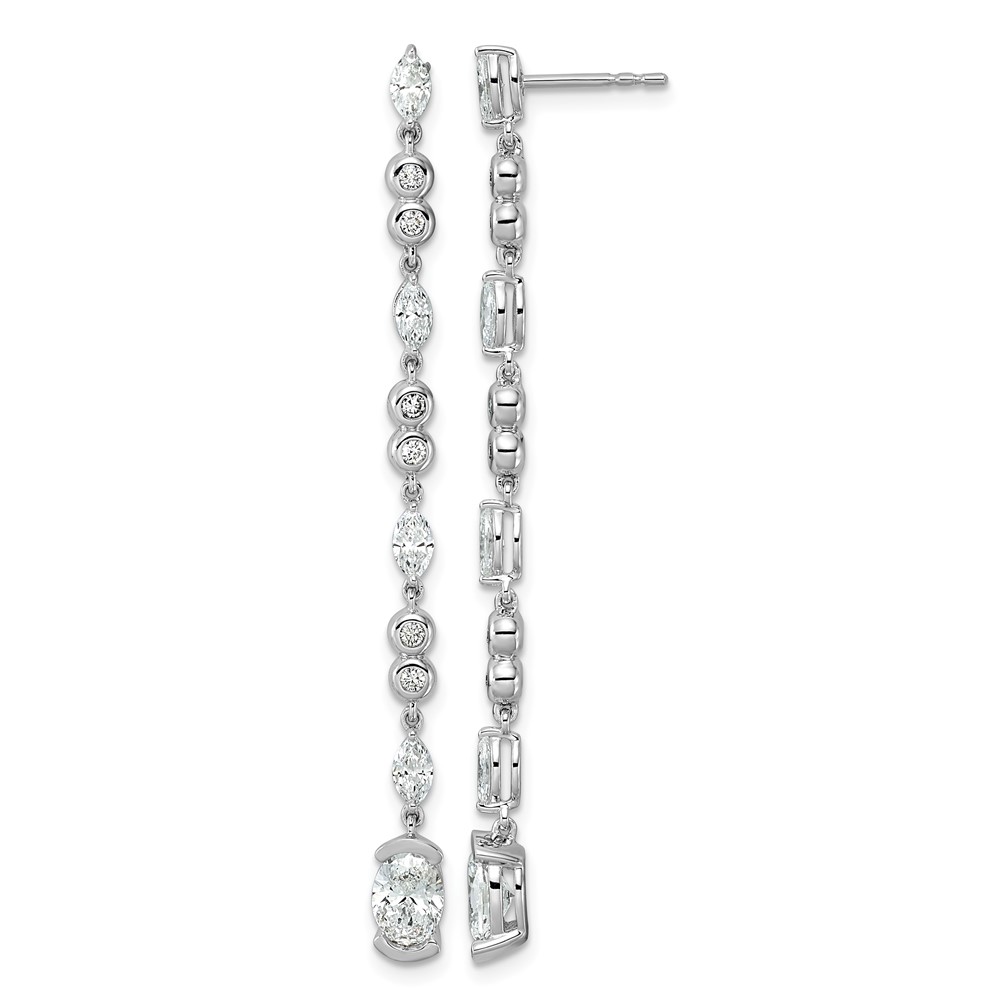 14K White Gold 2ct Lab Grown Dia VS+ F+ Post Oval Round Comp Drop Earrings