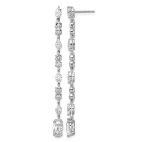 14K White Gold 2ct Lab Grown Dia VS+ F+ Post Oval Round Comp Drop Earrings view 1