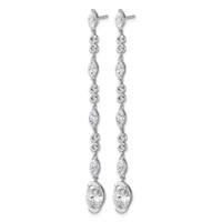 14K White Gold 3.62ct Cert Oval LabGrown Dia VS+ F+ Post Comp Drop Earrings view 2