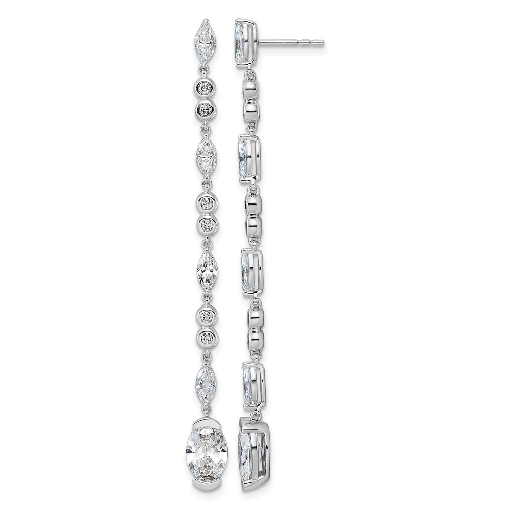 14K White Gold 3.62ct Cert Oval LabGrown Dia VS+ F+ Post Comp Drop Earrings